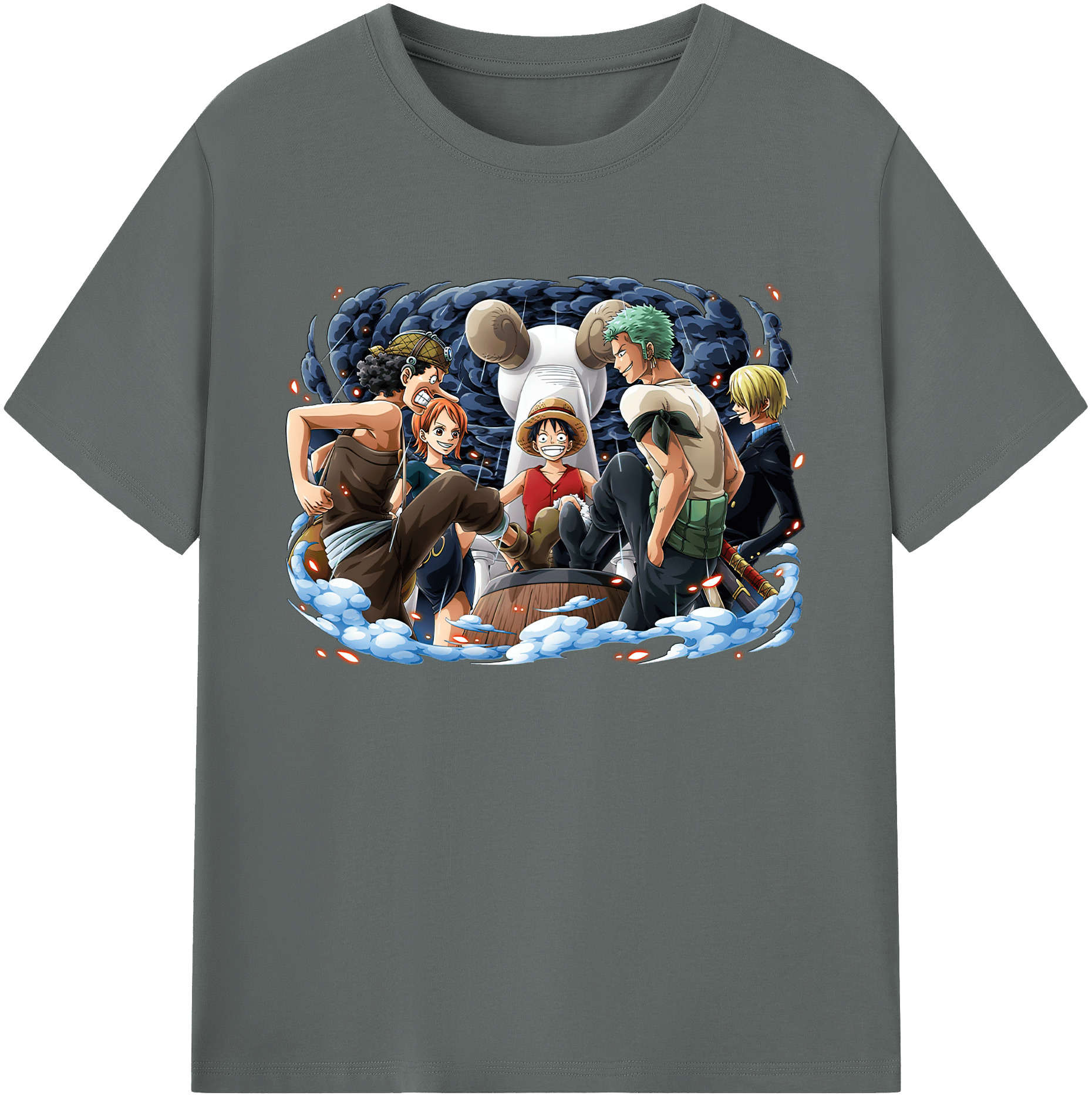 ワンピース モンキー・D・ルフィ ONE PIECE Monkey D. Luffy 綿100％ メンズ半袖Tシャツ｜肌触りやわらか＆通気性